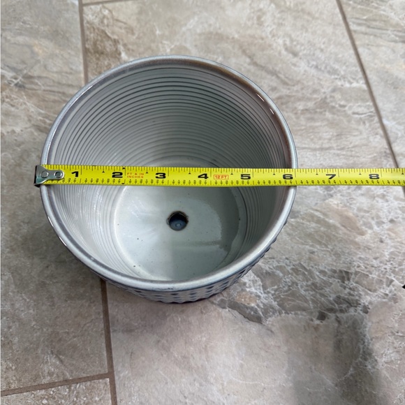 Blue Textured 6 Inch Ceramic Planter - Picture 2 of 4